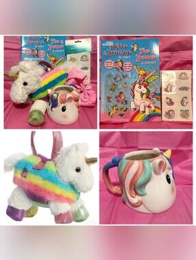 🌈Unicorn Themed gift, Plush Toy,  Mug,Stickers,Coloriage book,🎁 Surprise